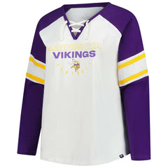 Women's Plus Size Redzone Lace Up Long Sleeve T-Shirt - Minnesota Vikings