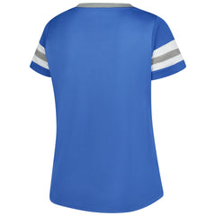Women's Plus Size Rhinestone Redzone Athena Lace-Up Notch Neck T-Shirt - Detroit Lions