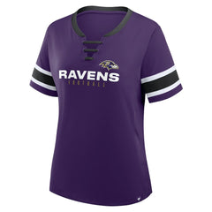 Women's Plus Size Red Zone Athena Lace-Up V-Notch Neck T-Shirt - Baltimore Ravens