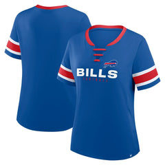 Women's Plus Size Red Zone Athena Lace-Up V-Notch Neck T-Shirt - Buffalo Bills