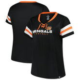 Women's Plus Size Red Zone Athena Lace-Up V-Notch Neck T-Shirt - Cincinnati Bengals