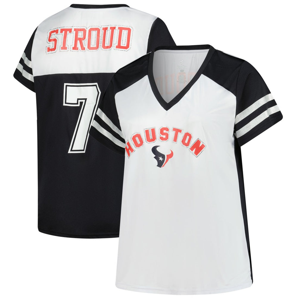C.J. Stroud Women's Plus Size Bling V-Neck T-Shirt - Houston Texans