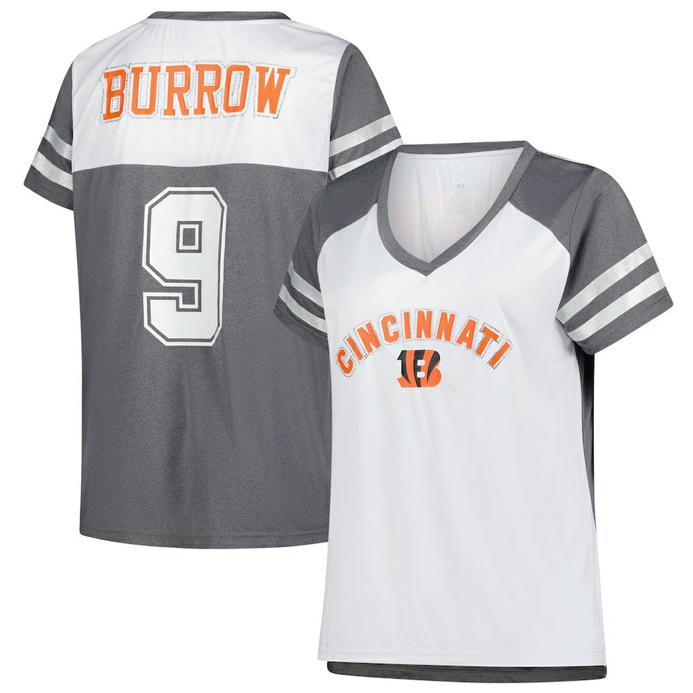 Joe Burrow Women's Plus Size Bling V-Neck T-Shirt - Cincinnati Bengals
