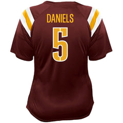 Jayden Daniels Women's Plus Size Name & Number Raglan Lace V-Neck T-Shirt - Washington Commanders