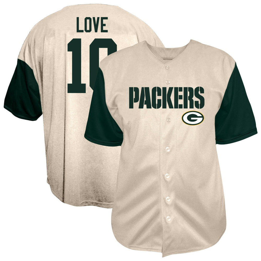 Jordan Love Big & Tall Baseball Button-Up Shirt - Green Bay Packers