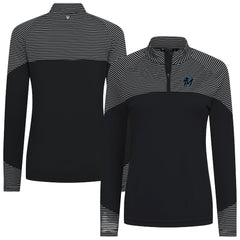 MLB Miami Marlins Levelwear Women's Classic Stripes Insignia 2.0 Raglan Quarter-Zip Top