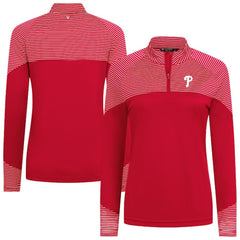 MLB Philadelphia Phillies Levelwear Women's Classic Stripes Insignia 2.0 Raglan Quarter-Zip Top