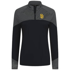 MLB San Diego Padres Levelwear Women's Classic Stripes Insignia 2.0 Raglan Quarter-Zip Top