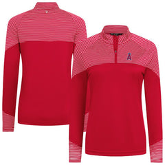 MLB Los Angeles Angels Levelwear Women's Classic Stripes Insignia 2.0 Raglan Quarter-Zip Top