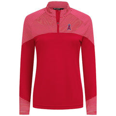 MLB Los Angeles Angels Levelwear Women's Classic Stripes Insignia 2.0 Raglan Quarter-Zip Top