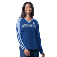 MLB Los Angeles Dodgers G-III 4Her by Carl Banks Women's Top Dog Raglan Long Sleeve V-Neck T-Shirt