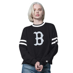 MLB Boston Red Sox Starter Women's Rally Cropped Drop Shoulder Crewneck Sweatshirt