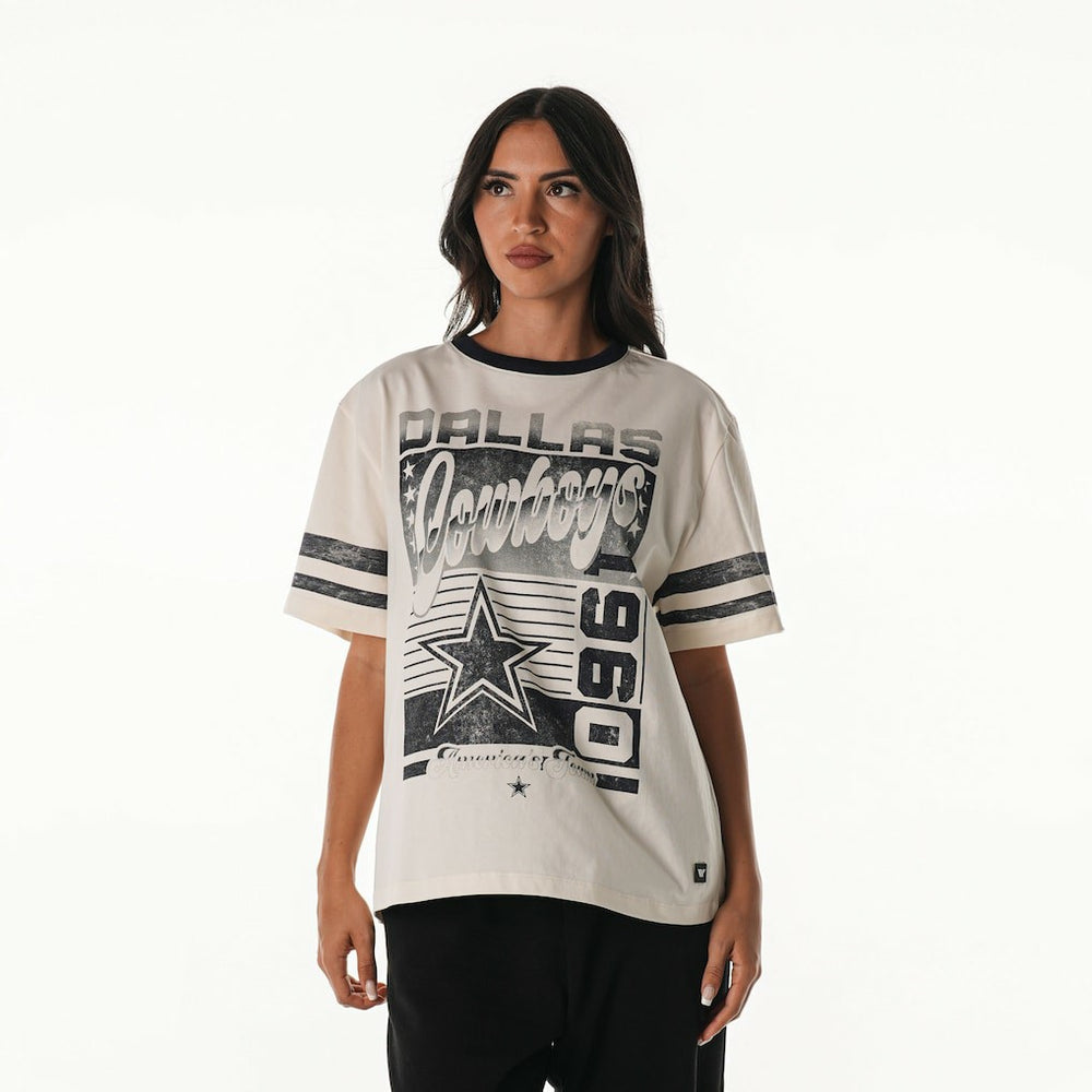 The Wild Collective Women's Vintage Drop Shoulder Oversized Boyfriend T-Shirt - Dallas Cowboys