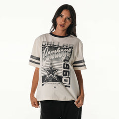 The Wild Collective Women's Vintage Drop Shoulder Oversized Boyfriend T-Shirt - Dallas Cowboys