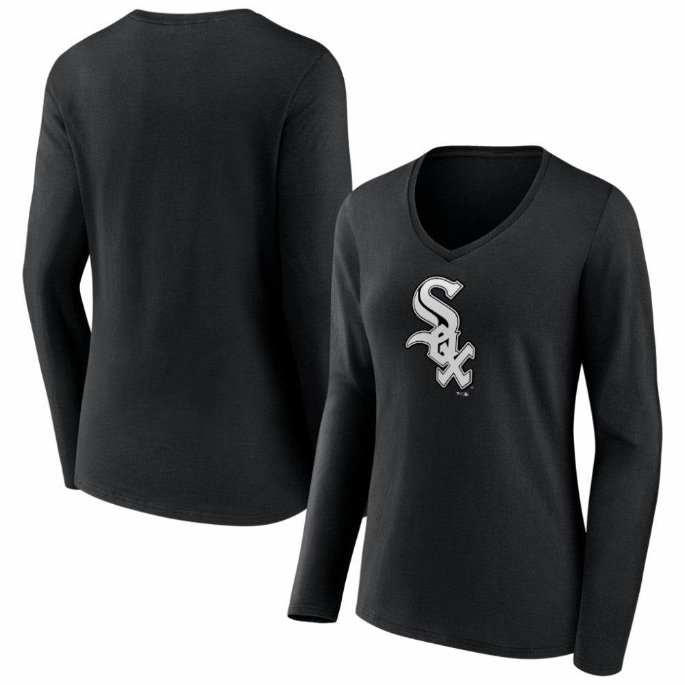 MLB Chicago White Sox Women's Logo Long Sleeve V-Neck T-Shirt