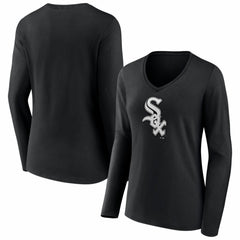 MLB Chicago White Sox Women's Logo Long Sleeve V-Neck T-Shirt