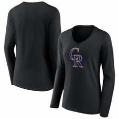 MLB Colorado Rockies Women's Logo Long Sleeve V-Neck T-Shirt