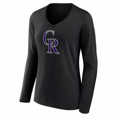 MLB Colorado Rockies Women's Logo Long Sleeve V-Neck T-Shirt