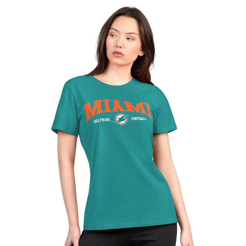 G-III 4Her by Carl Banks Women's Super-Slim Lightweight Winning Crew T-Shirt - Miami Dolphins