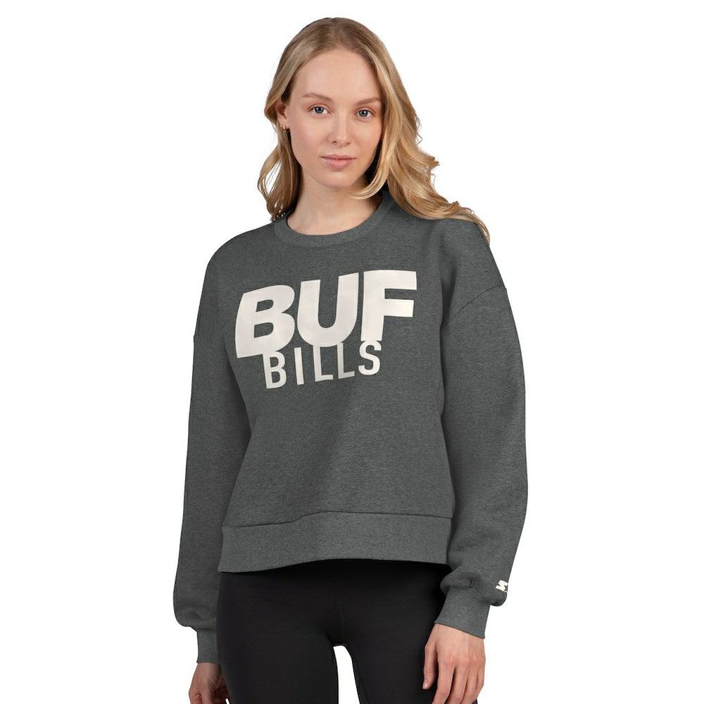 Starter Women's Show Up Cropped Fleece Pullover Sweatshirt - Buffalo Bills