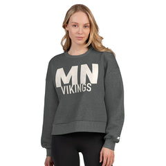 Starter Women's Show Up Cropped Fleece Pullover Sweatshirt - Minnesota Vikings