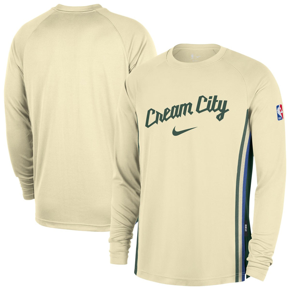 NBA Milwaukee Bucks 2025/26 City Edition Authentic Pregame Dri-FIT Long Sleeve Shooting T-Shirt