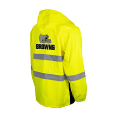 Hi-Vis Safety Waterproof Rainshell Full-Zip Hooded Jacket - Cleveland Browns