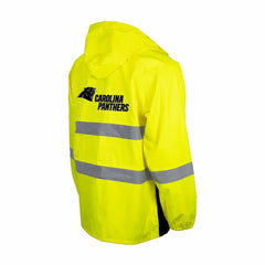 Hi-Vis Safety Waterproof Rainshell Full-Zip Hooded Jacket - Carolina Panthers