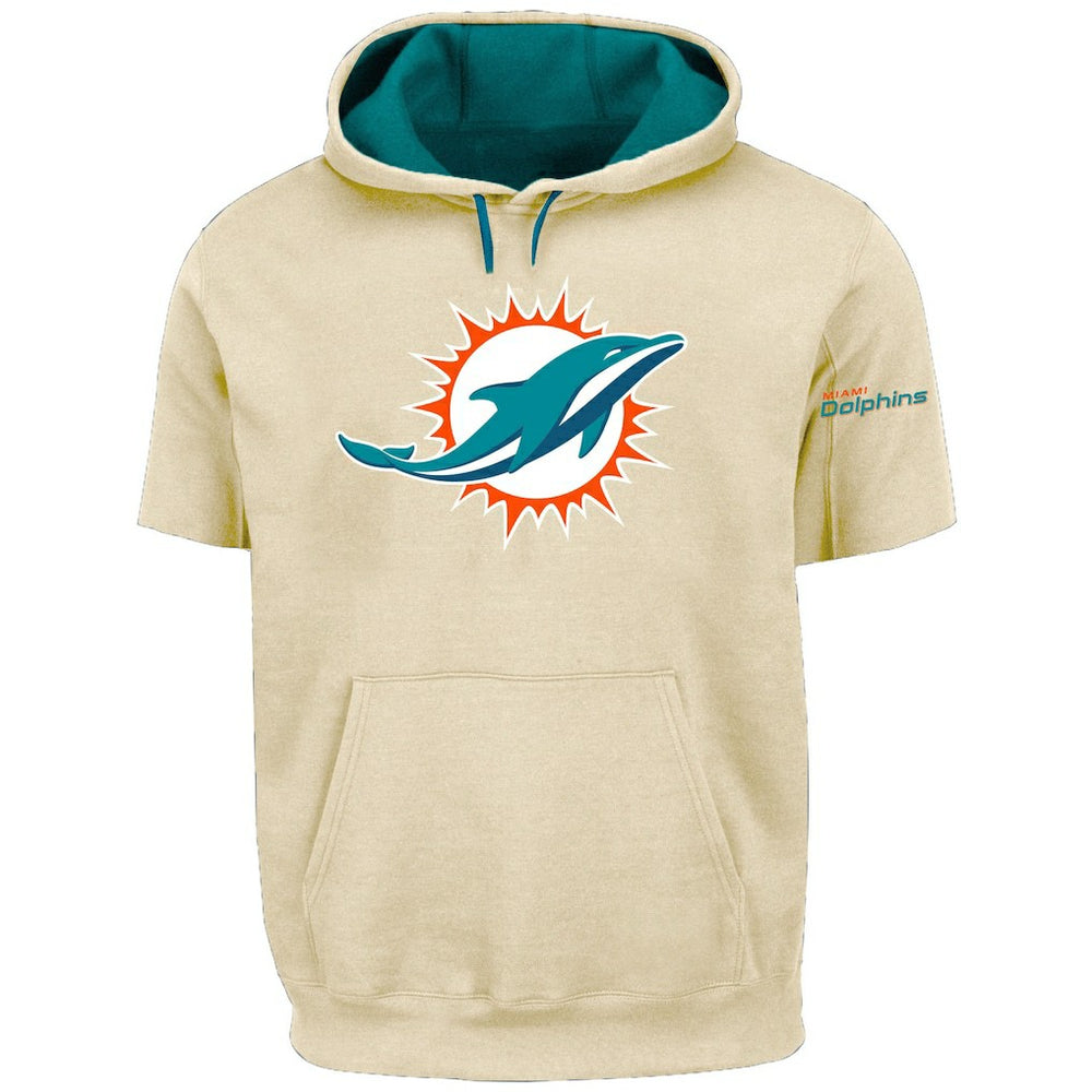 Profile Big & Tall Chest Print and Logo Short Sleeve Pullover Hoodie - Miami Dolphins