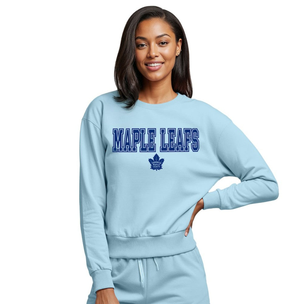NHL Light Blue Toronto Maple Leafs Concepts Sport Women's Tonal Pullover Tri-Blend Sweatshirt