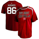 NHL Red Jack Hughes New Jersey Devils Fanatics Women's Plus Size Name & Number Scoop Neck T-Shirt