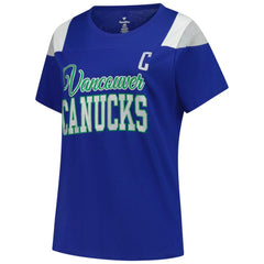 NHL Royal Quinn Hughes Vancouver Canucks Fanatics Women's Plus Size Name & Number Scoop Neck T-Shirt