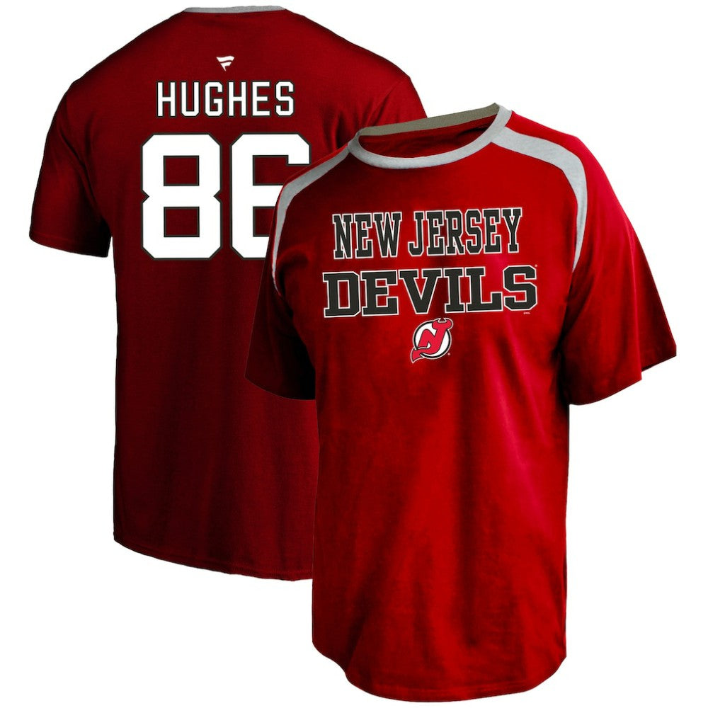 NHL Red Jack Hughes New Jersey Devils Profile Big & Tall Name & Number T-Shirt