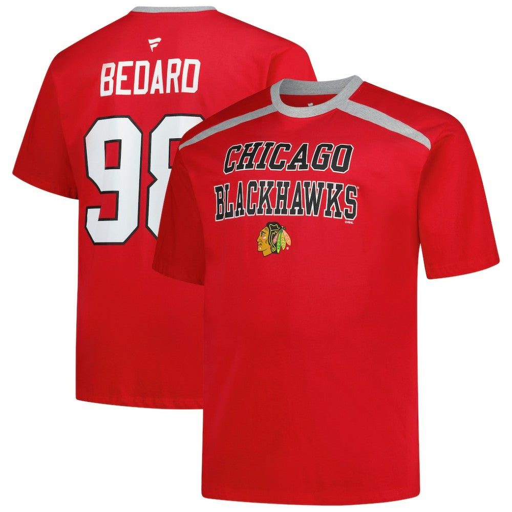 NHL Red Connor Bedard Chicago Blackhawks Profile Big & Tall Name & Number T-Shirt