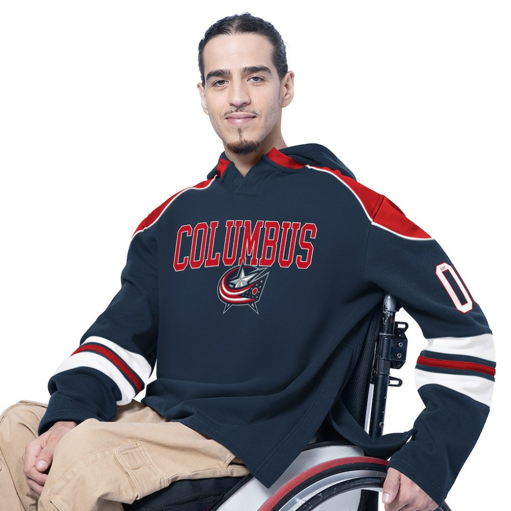NHL Navy Columbus Blue Jackets G-III Sports by Carl Banks Adaptive Wear Lord Stanley Hooded Long Sleeve Sweatshirt