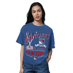 NHL Heather Blue New York Rangers Starter Women's Oversized Hall of Fame T-Shirt