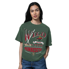 NHL Heather Green Minnesota Wild Starter Women's Oversized Hall of Fame T-Shirt