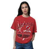 NHL Heather Red New Jersey Devils Starter Women's Oversized Hall of Fame T-Shirt