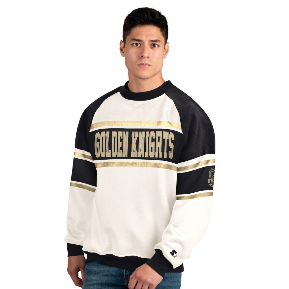 NHL White Vegas Golden Knights Starter Male Adult Defense Fleece Crewneck Sweatshirt
