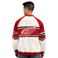 NHL White Detroit Red Wings Starter Male Adult Defense Fleece Crewneck Sweatshirt