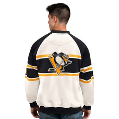 NHL White Pittsburgh Penguins Starter Male Adult Defense Fleece Crewneck Sweatshirt