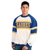 NHL White Buffalo Sabres Starter Male Adult Defense Fleece Crewneck Sweatshirt