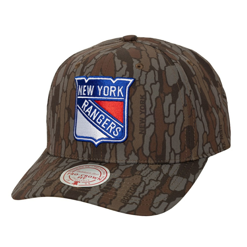 NHL Camo New York Rangers Mitchell & Ness Hidden Camo Pro Crown Adjustable Hat