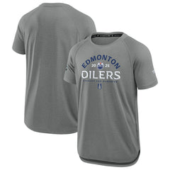 NHL Heather Gray Edmonton Oilers Fanatics 2025 Stanley Cup Playoffs Authentic Pro Rink Performance T-Shirt