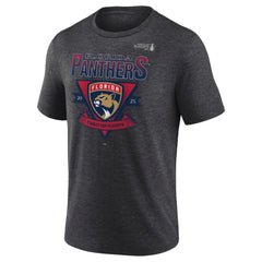 NHL Heather Charcoal Florida Panthers Fanatics 2025 Stanley Cup Playoffs Crossbar Tri-Blend T-Shirt