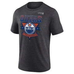 NHL Heather Charcoal Edmonton Oilers Fanatics 2025 Stanley Cup Playoffs Crossbar Tri-Blend T-Shirt