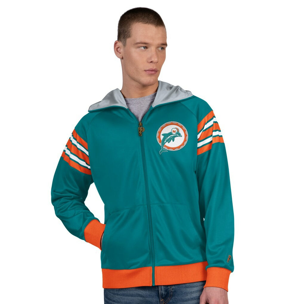 Pro Player Retro Helmet Full-Zip Hooded Track Jacket - Miami Dolphins