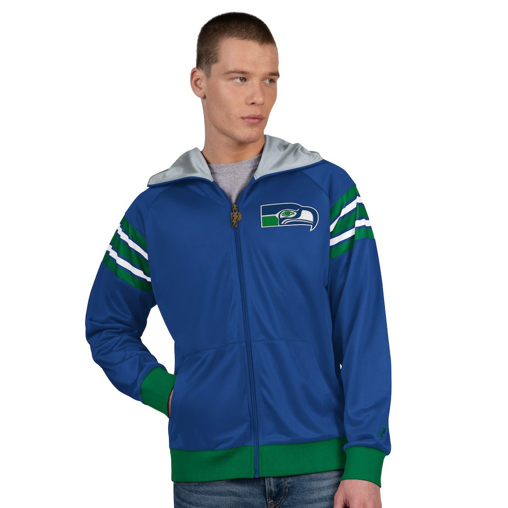 Pro Player Retro Helmet Full-Zip Hooded Track Jacket - Seattle Seahawks
