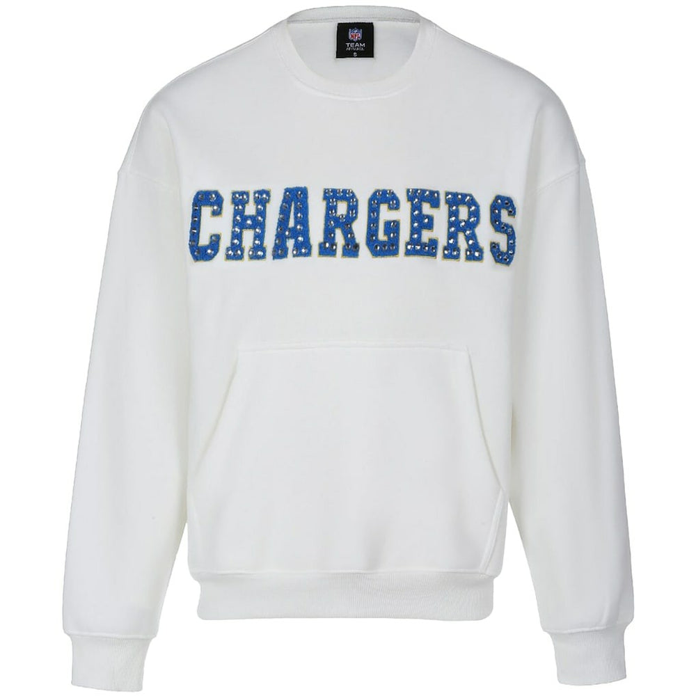 Cuce Women's Chenille Jeweled Sweatshirt - Los Angeles Chargers