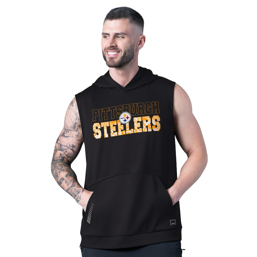 MSX by Michael Strahan Tri-Blend Rebound Sleeveless Hoodie - Pittsburgh Steelers